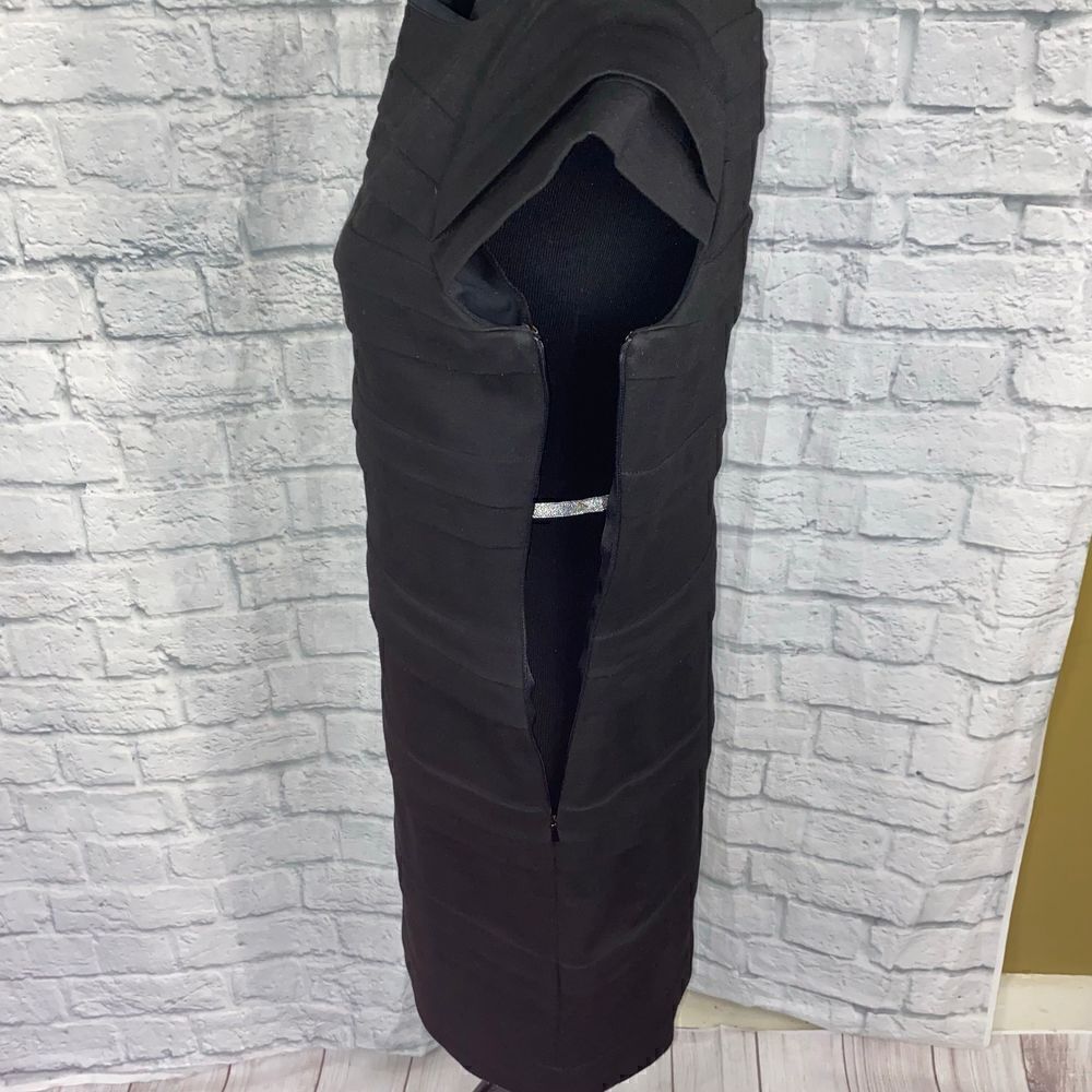 Max and Cleo midi bodycon layered dress w/cap sleeves black sz 10 - Picture 8 of 12